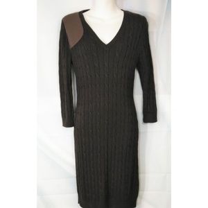 Lauren Ralph Lauren Leather Patch Sweater Dress